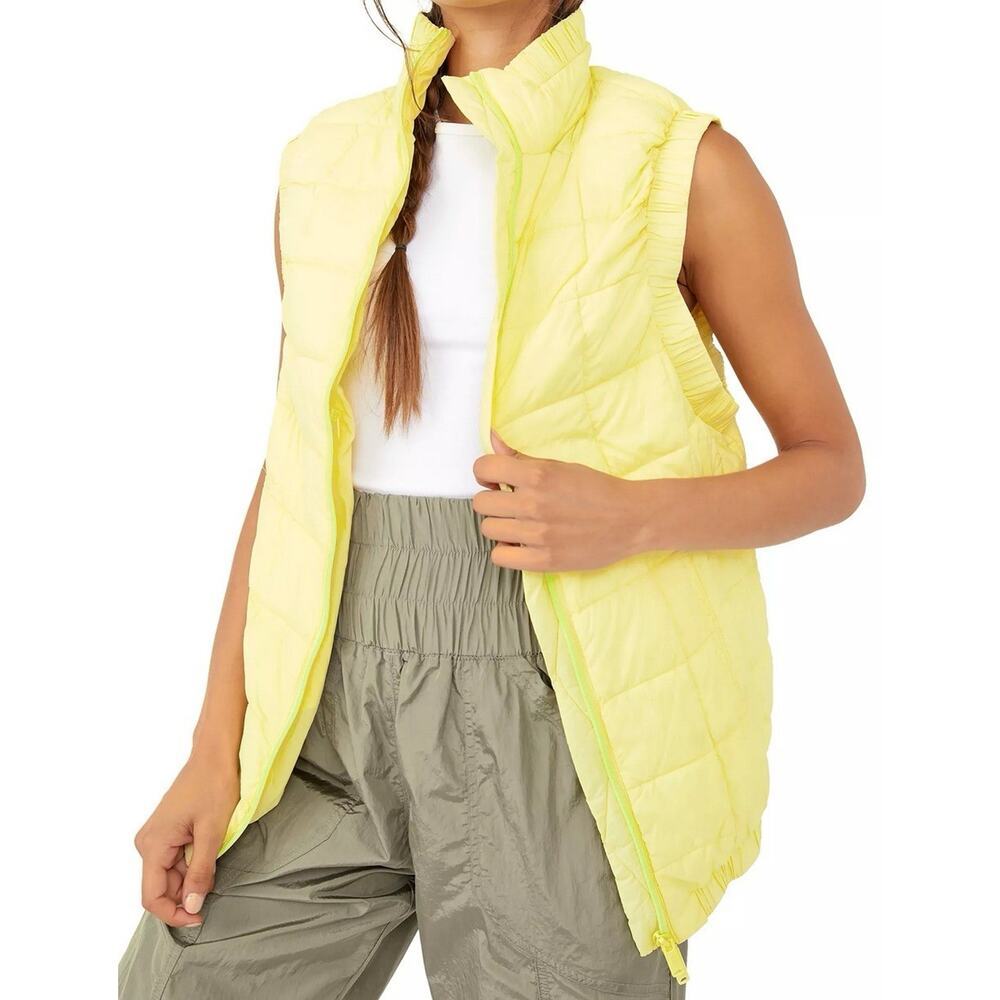 Free People Yellow Quilted Vest
